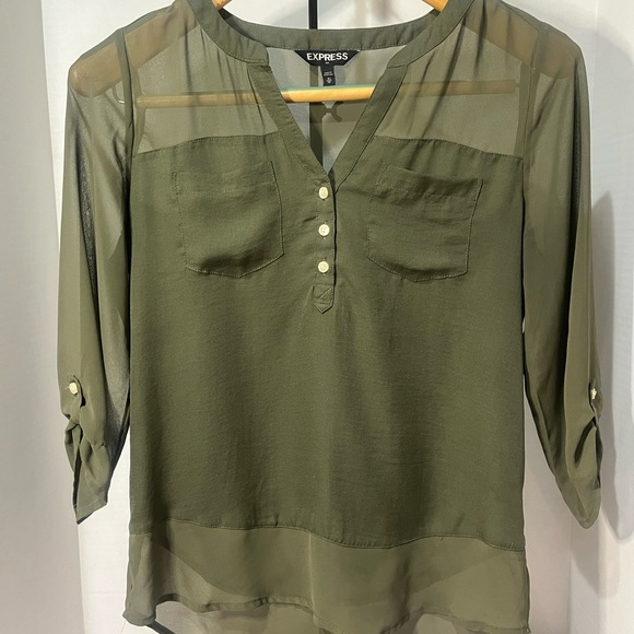 Express 3 Button Shear Blouse - Picture 1 of 9